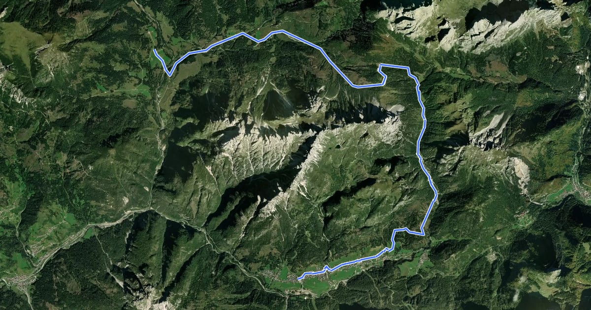 Маршрут Cammino delle Dolomiti - Tappa 19 на спутниковом снимке