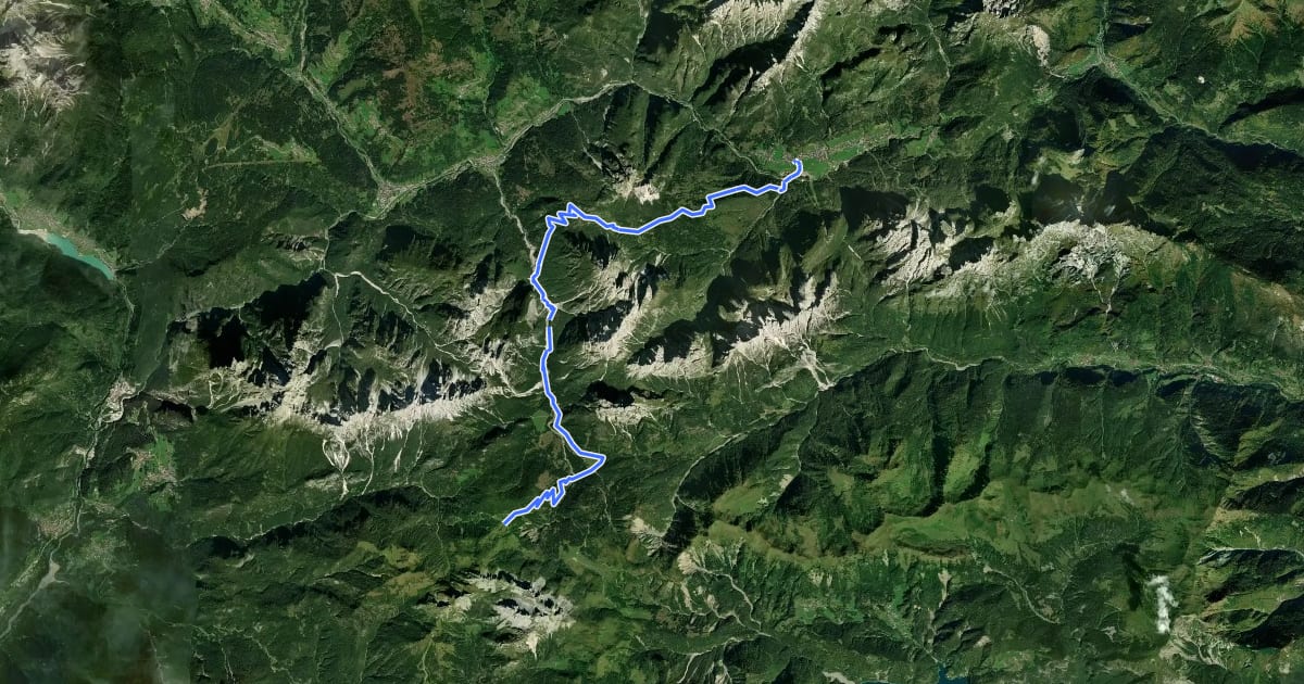 Маршрут Cammino delle Dolomiti - Tappa 20 на спутниковом снимке