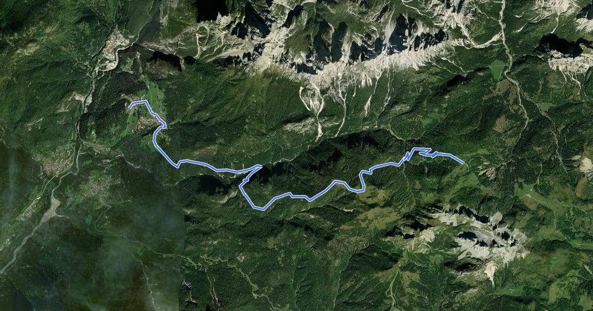 Маршрут Cammino delle Dolomiti - Tappa 21 на спутниковом снимке