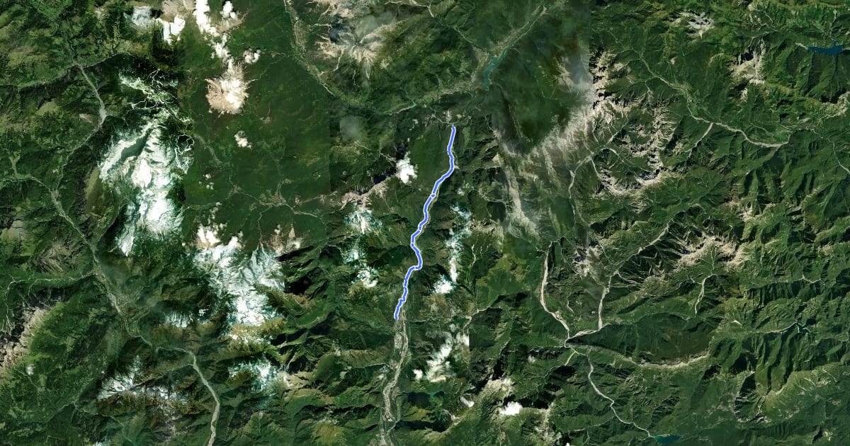 Маршрут Cammino delle Dolomiti - Tappa 25 на спутниковом снимке