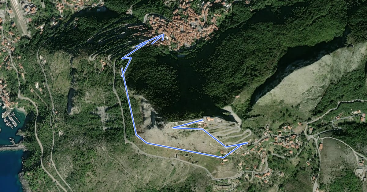 Маршрут Cammino di San Biagio на спутниковом снимке