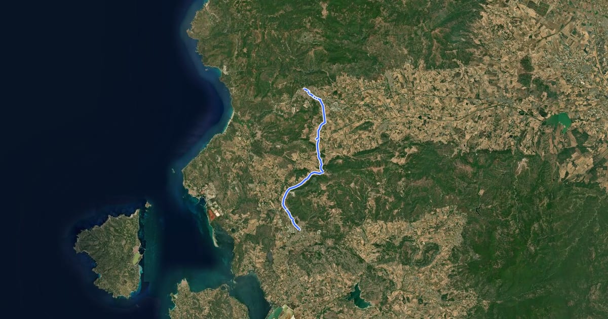 Маршрут Cammino di Sant'Antioco - Tappa 1 на спутниковом снимке