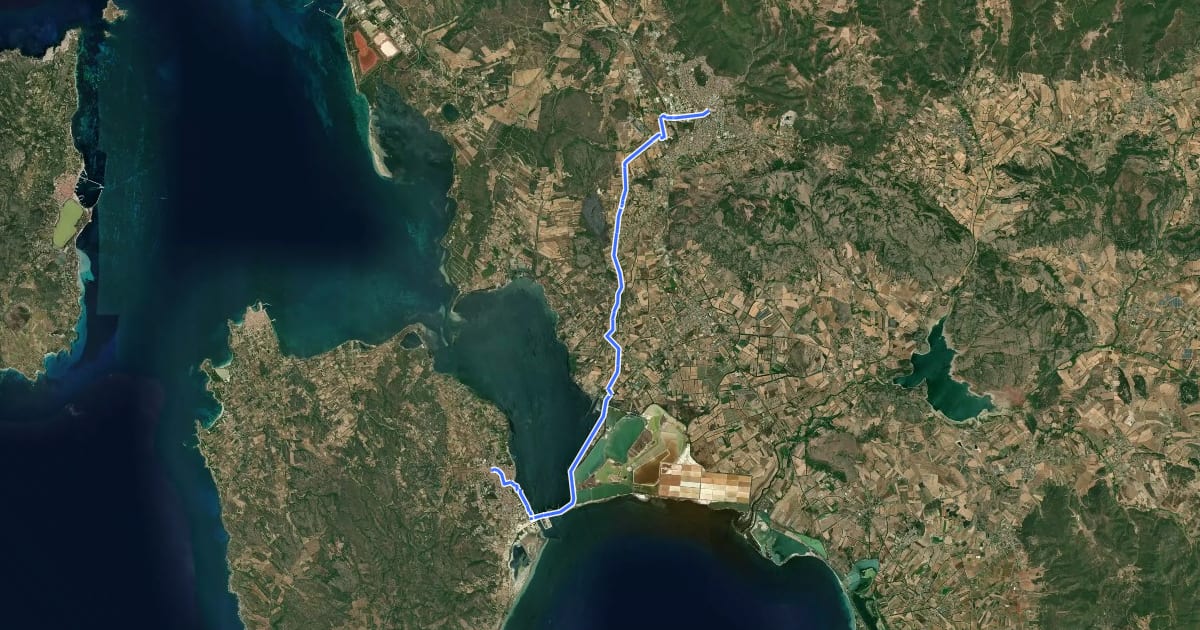 Маршрут Cammino di Sant'Antioco - Tappa 2 на спутниковом снимке