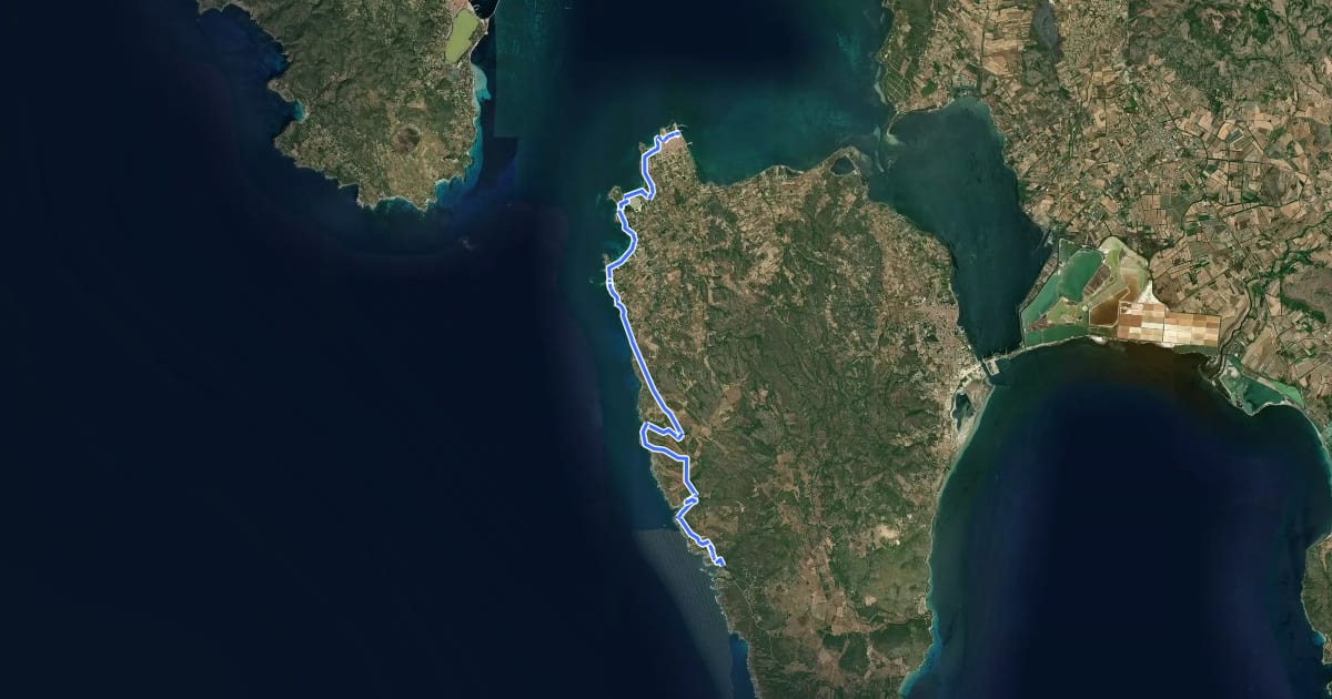 Маршрут Cammino di Sant'Antioco - Tappa 5 на спутниковом снимке