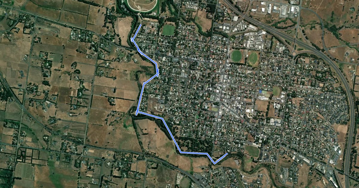Маршрут Campaspe River Walk на спутниковом снимке