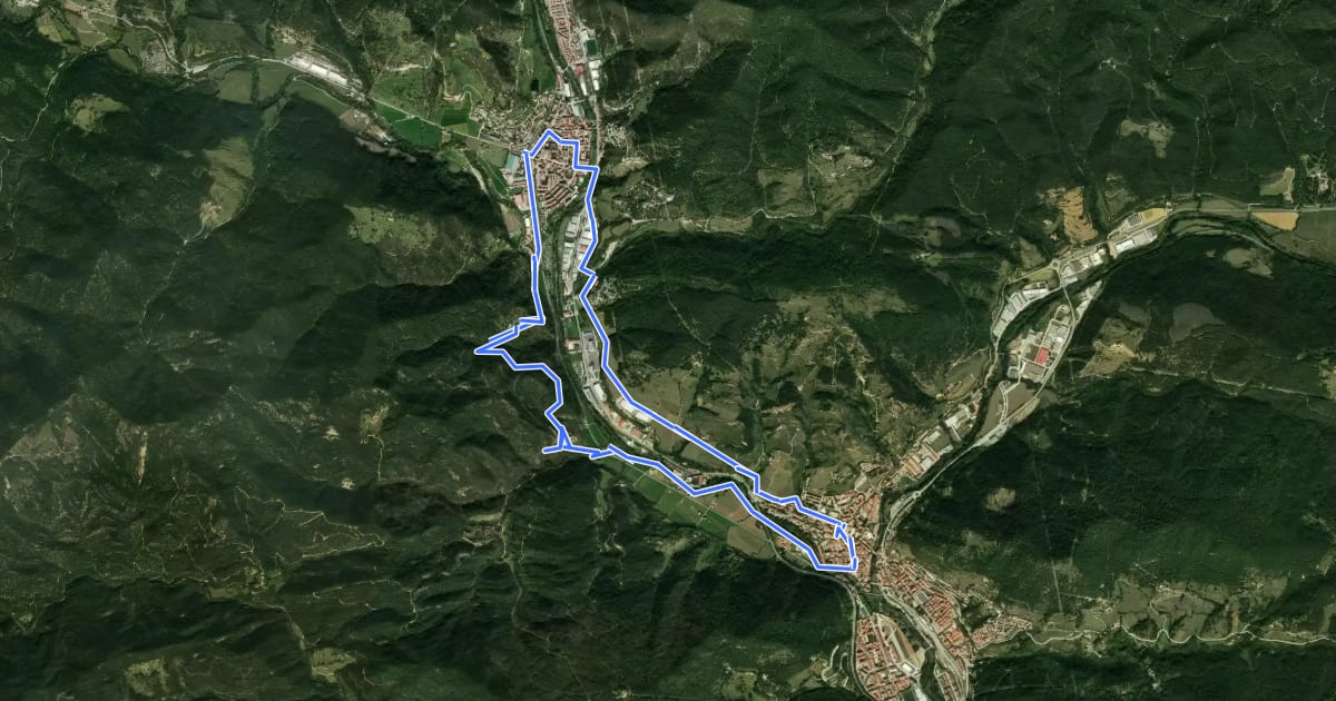 Маршрут Campdevànol-Ripoll pel camí ral на спутниковом снимке