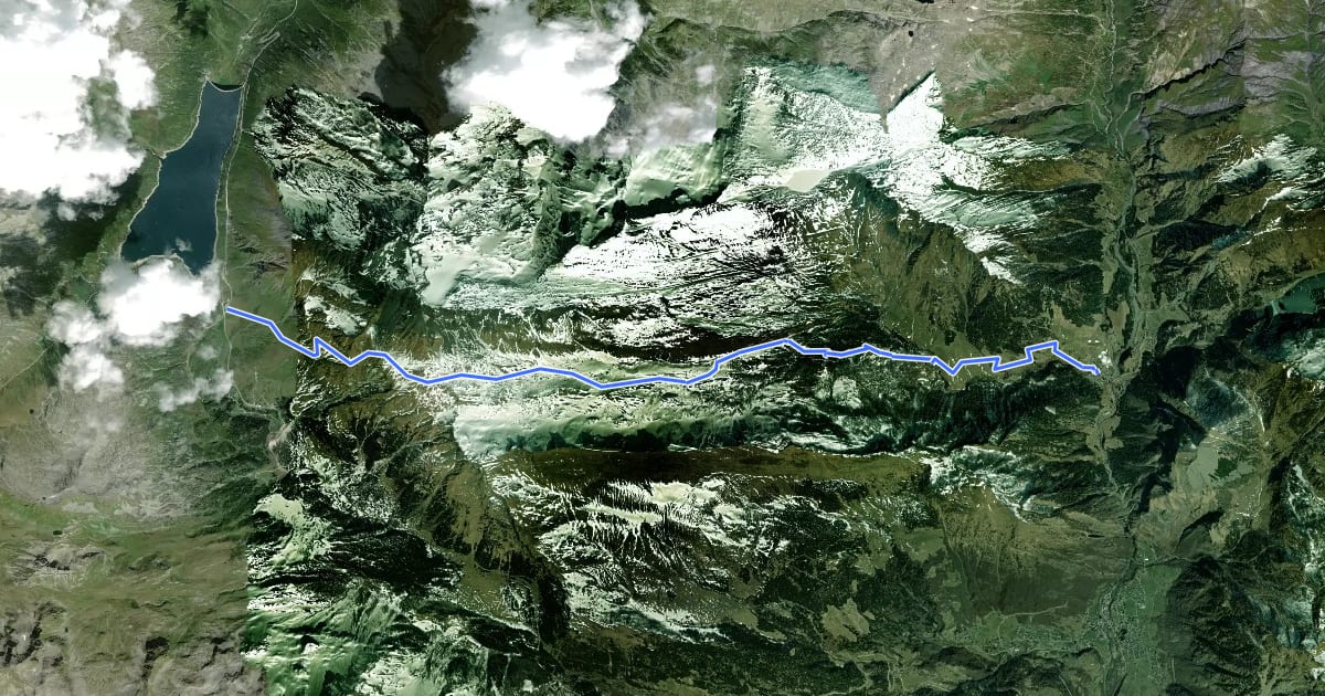 Маршрут Campo Blenio - Passo del Lucomagno на спутниковом снимке