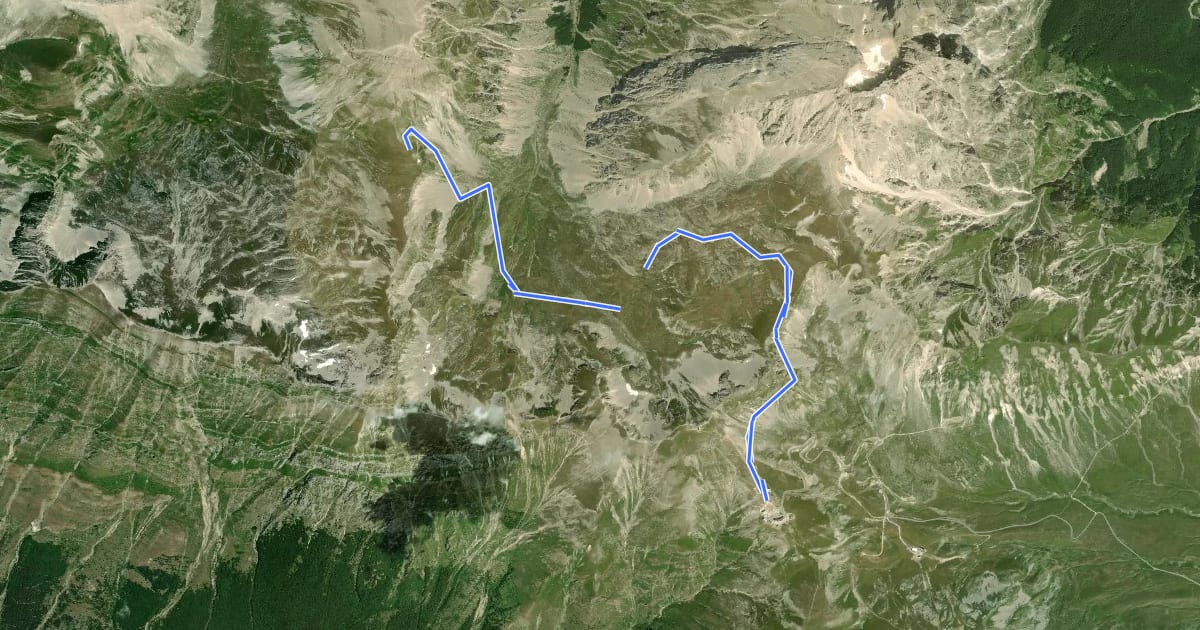 Маршрут Campo Imperatore - Sella dei Grilli на спутниковом снимке