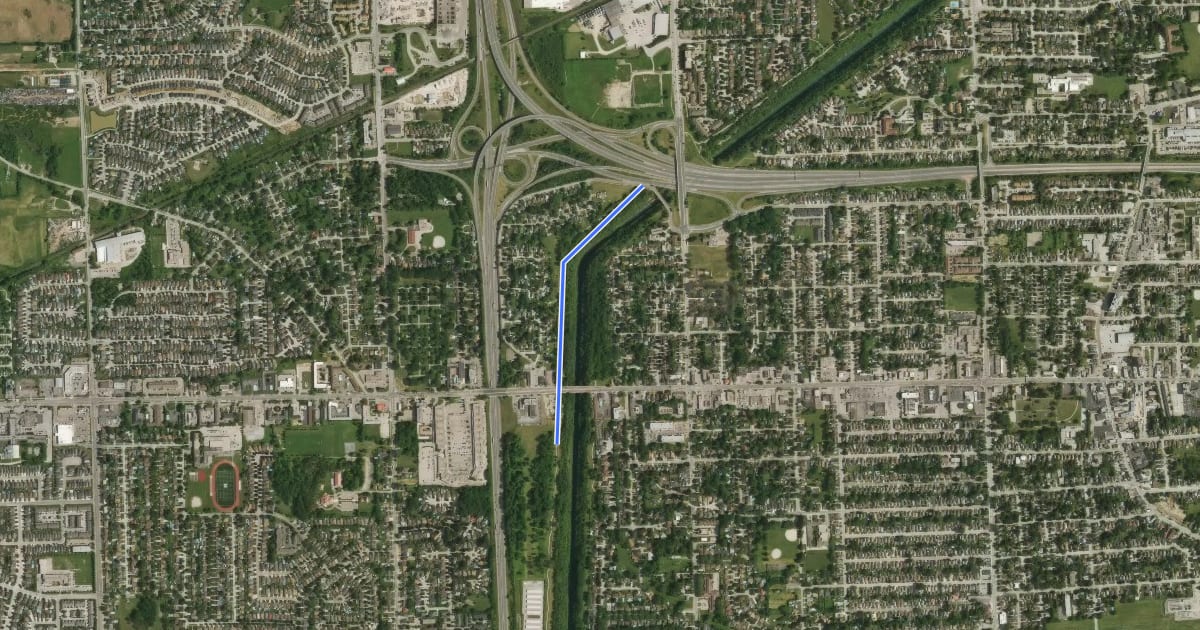 Маршрут Canada 150 Pathway на спутниковом снимке