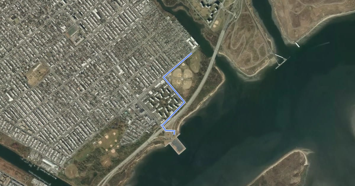 Маршрут Canarsie Pier Connector на спутниковом снимке