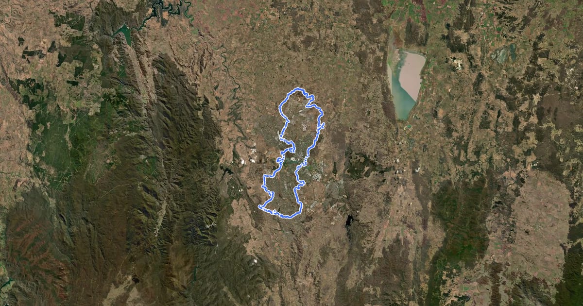 Маршрут Canberra Centenary Trail на спутниковом снимке