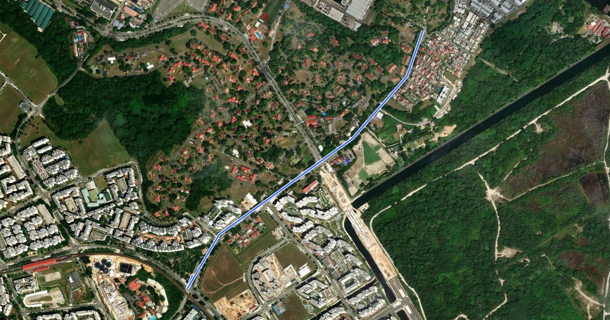 Маршрут Canberra-Sembawang Park Connector на спутниковом снимке