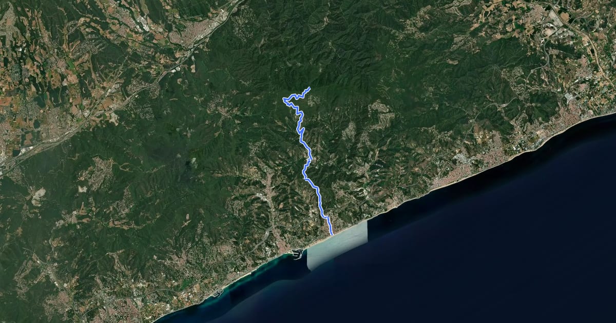 Маршрут Canet de Mar-Coll de Basses на спутниковом снимке