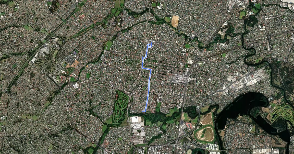 Маршрут Canley Hts - Cabra Creek на спутниковом снимке