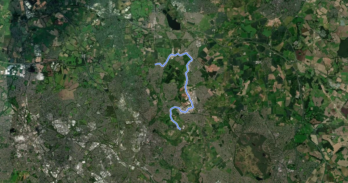 Маршрут Cannock Extension Canal to Longwood Junction на спутниковом снимке