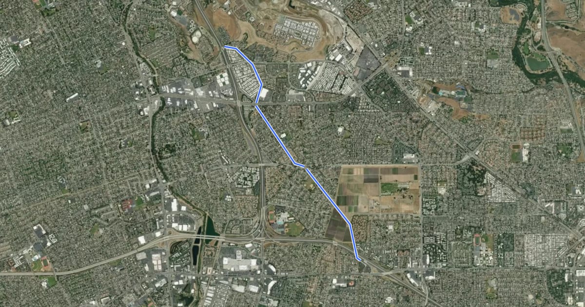 Маршрут Canoas Creek Trail на спутниковом снимке