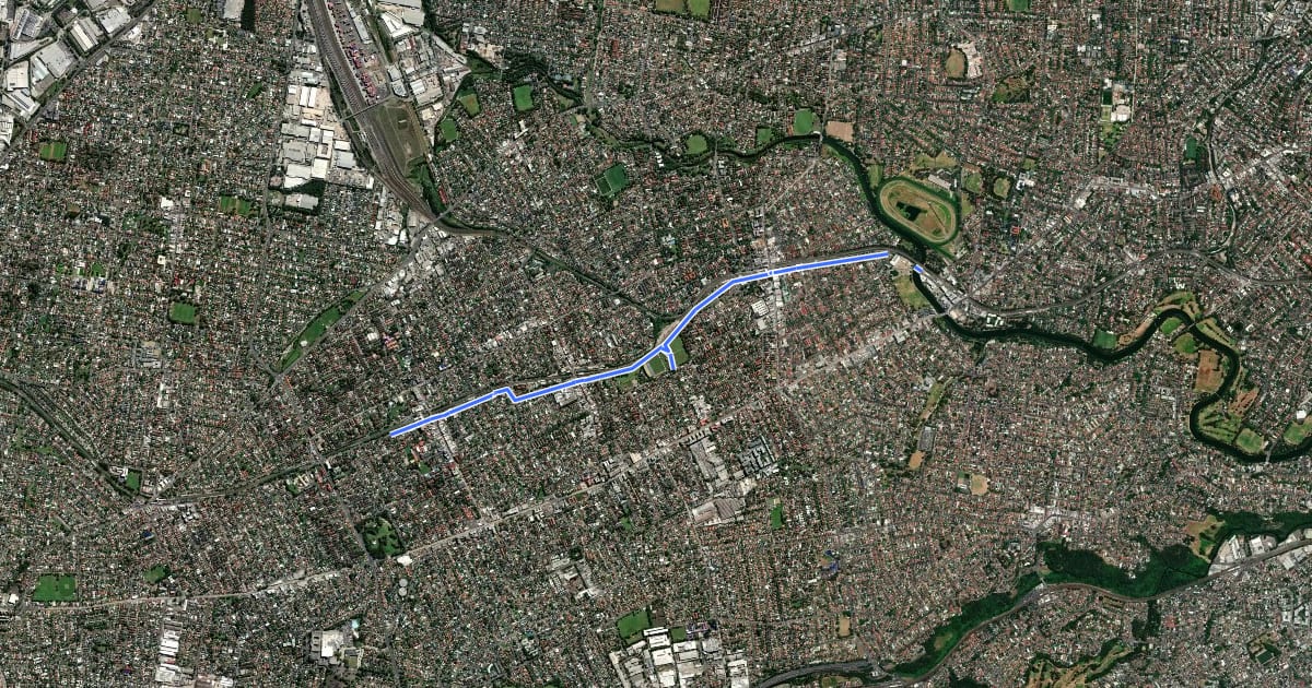 Маршрут Canterbury Council Proposed Route на спутниковом снимке