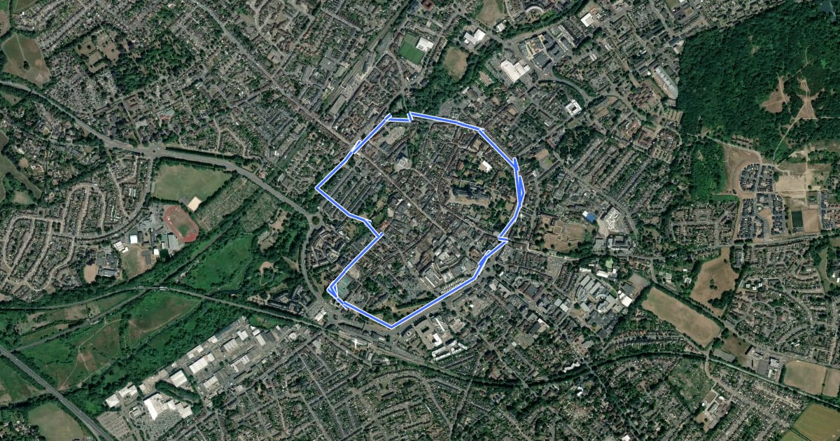 Маршрут Canterbury Inner Ring Walk на спутниковом снимке