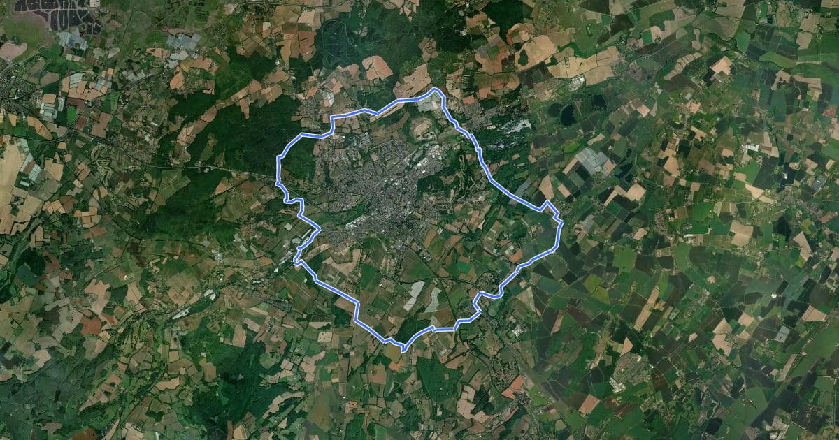 Маршрут Canterbury Outer Ring Walk на спутниковом снимке