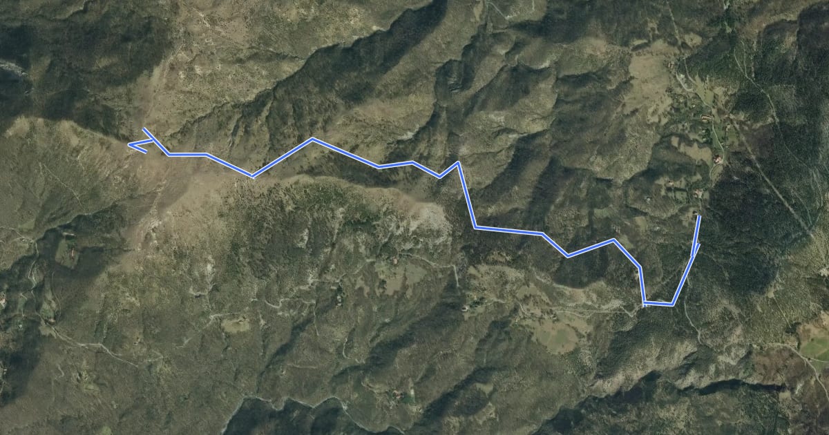 Маршрут Capanne di Marcarolo - Monte Pracaban на спутниковом снимке