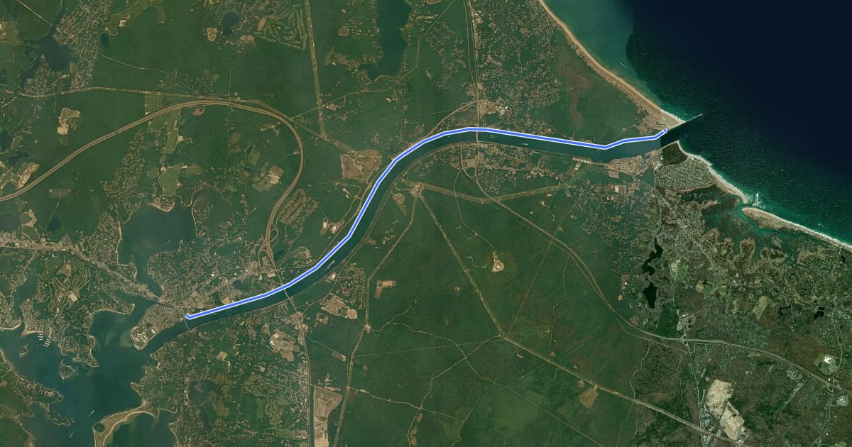 Маршрут Cape Cod Canal Bikeway North на спутниковом снимке