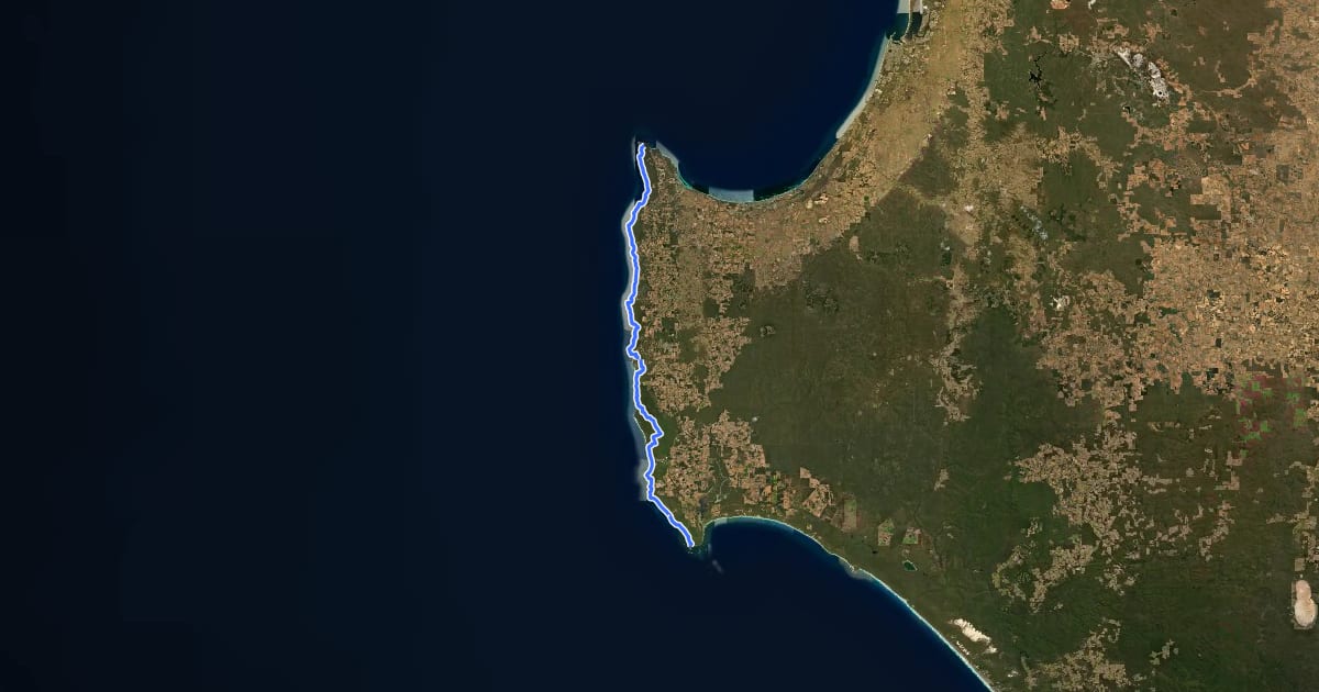 Маршрут Cape to Cape Track на спутниковом снимке