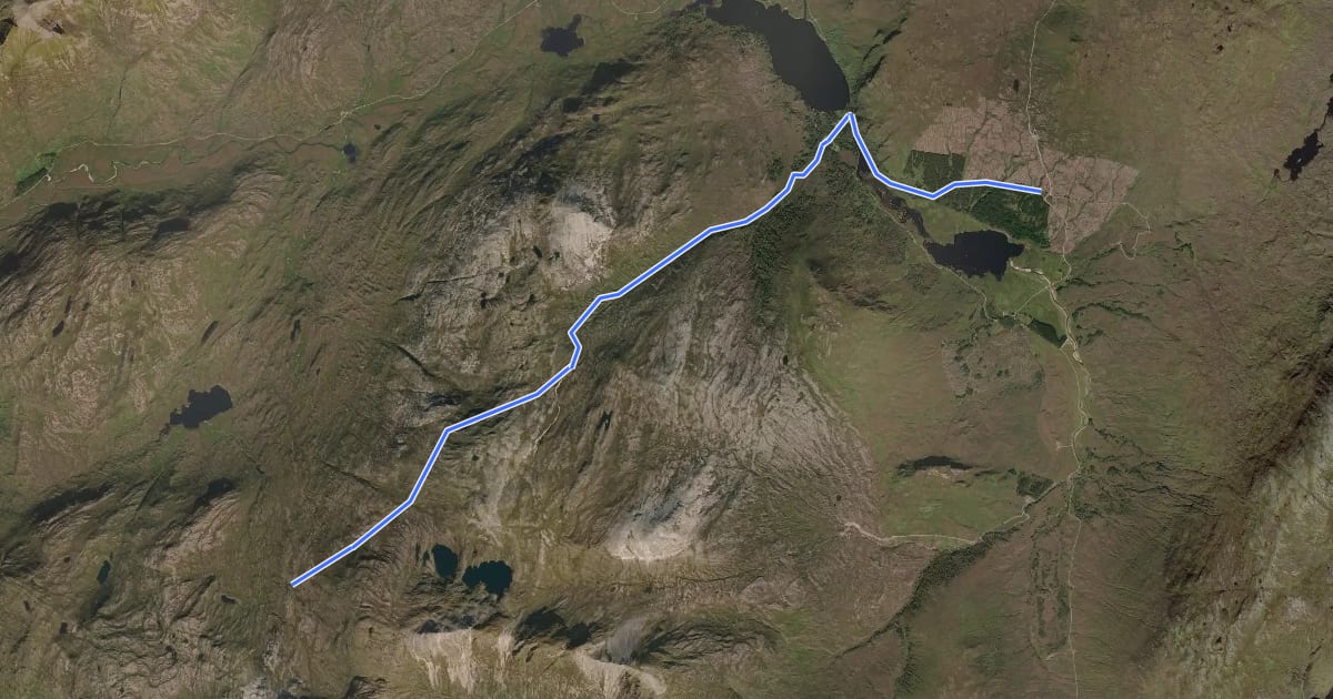 Маршрут Cape Wrath Trail (Bealach Ban-Loch Coulin) на спутниковом снимке