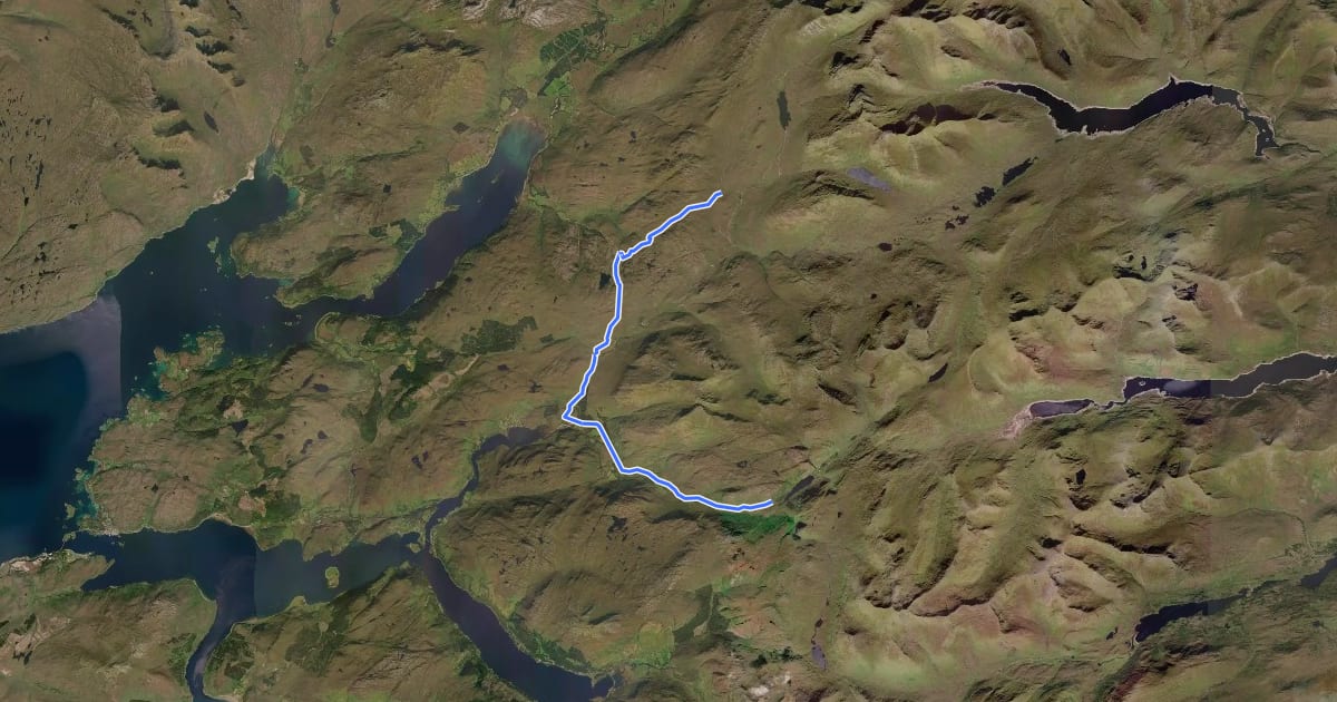 Маршрут Cape Wrath Trail (Glomach-Killian-Bendronaig) на спутниковом снимке