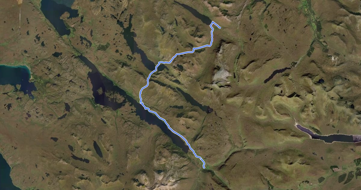 Маршрут Cape Wrath Trail (Letterewe - Carnmore - Larachantivore) на спутниковом снимке
