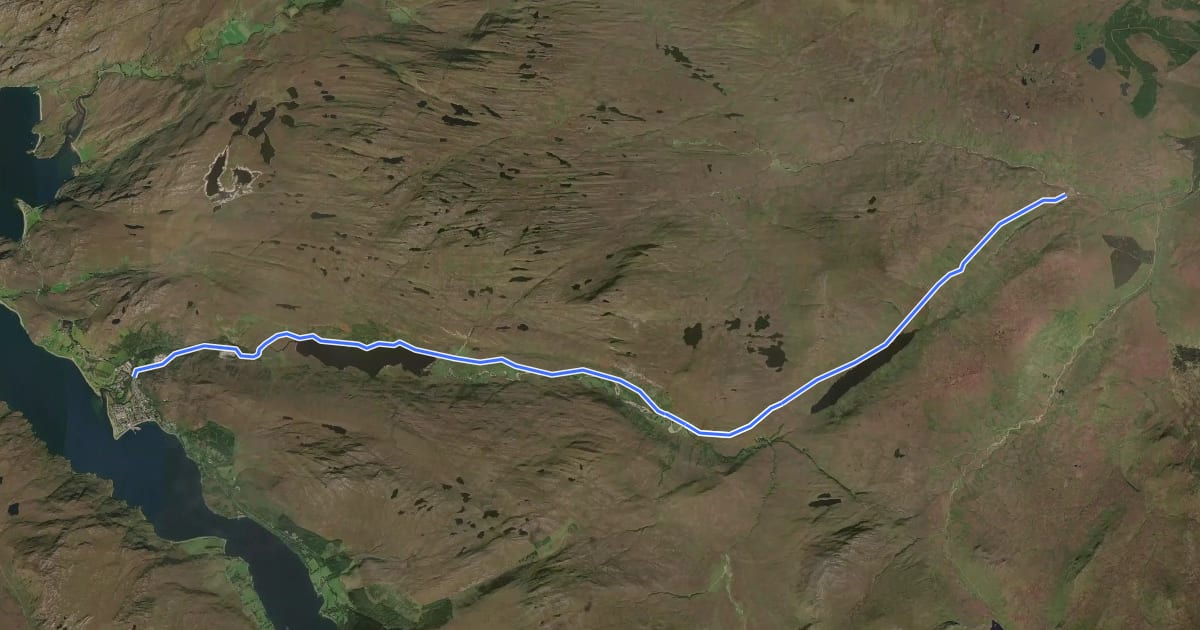 Маршрут Cape Wrath Trail (Ullapool → Loch an Daimh) на спутниковом снимке