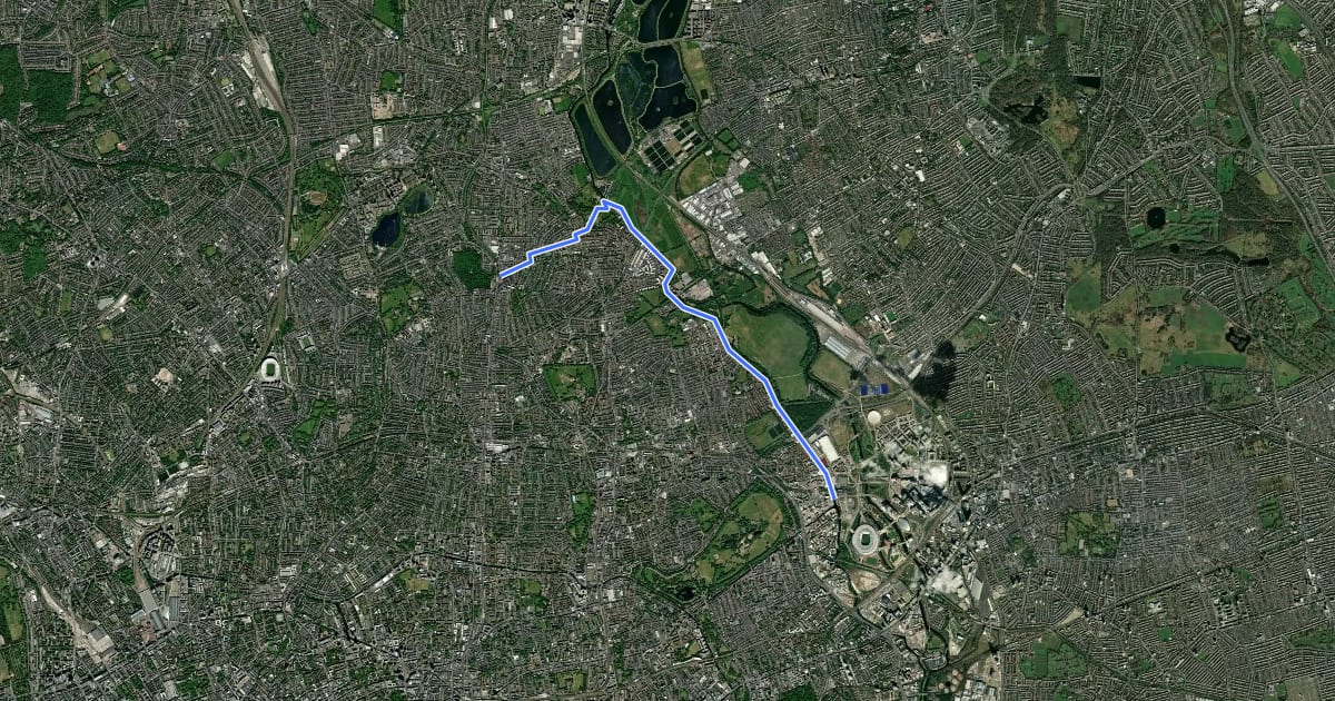 Маршрут Capital Ring (Section 13) на спутниковом снимке