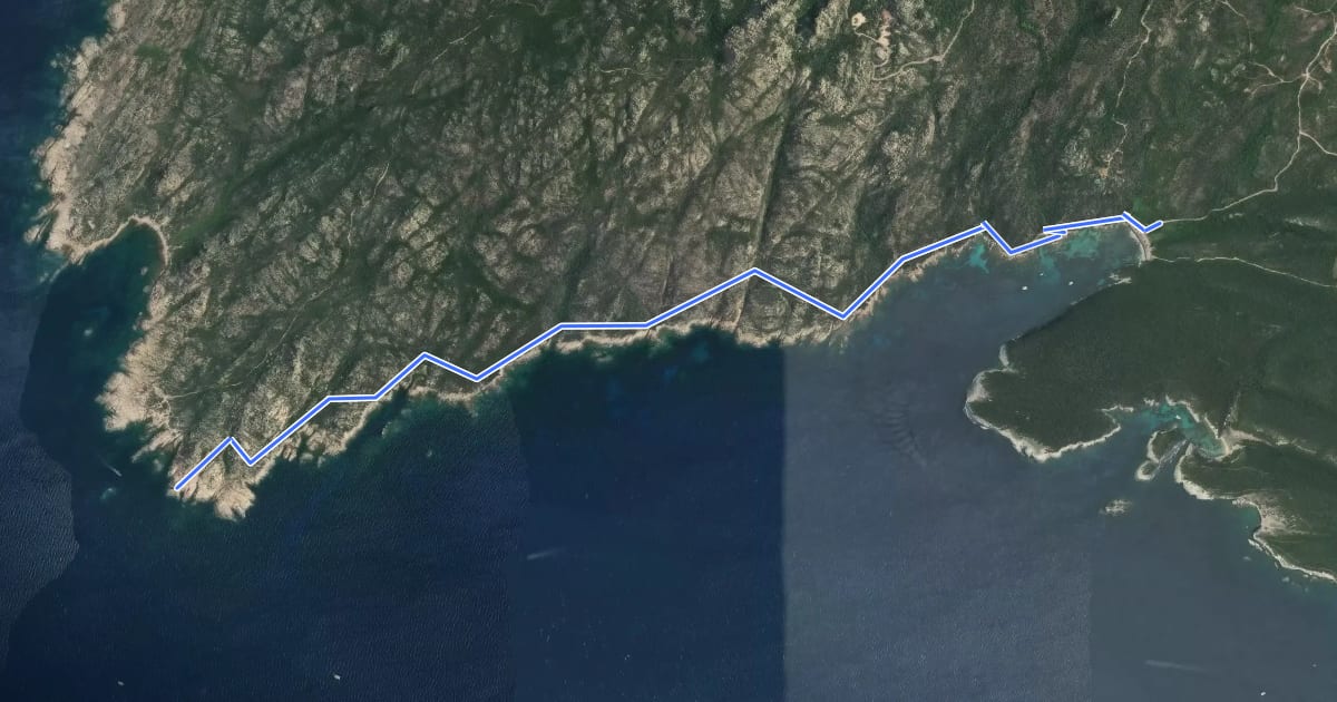 Маршрут Capo di Feno par Bonifacio на спутниковом снимке
