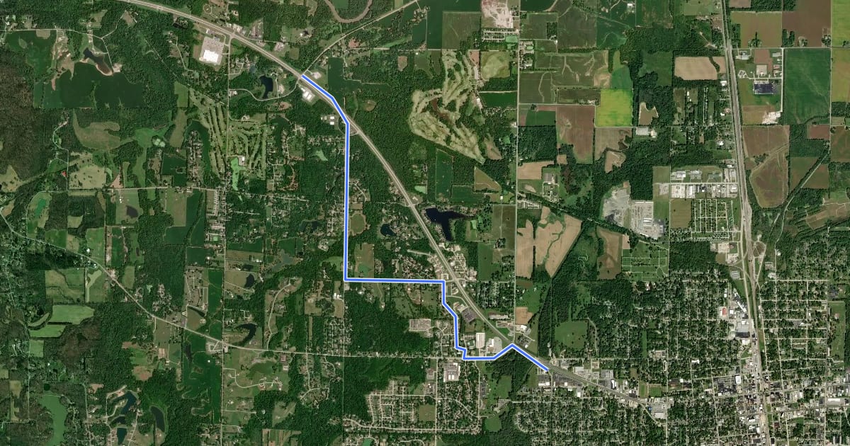Маршрут Carbondale to Murphysboro на спутниковом снимке