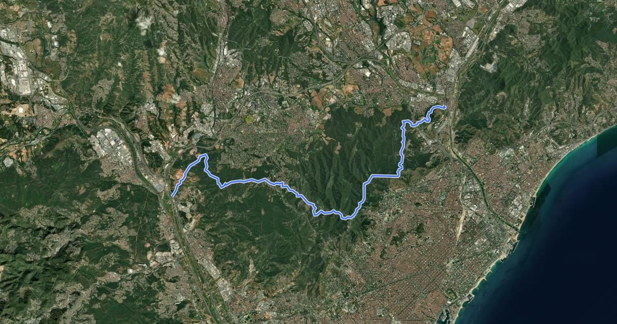 Маршрут Carenejant Collserola на спутниковом снимке