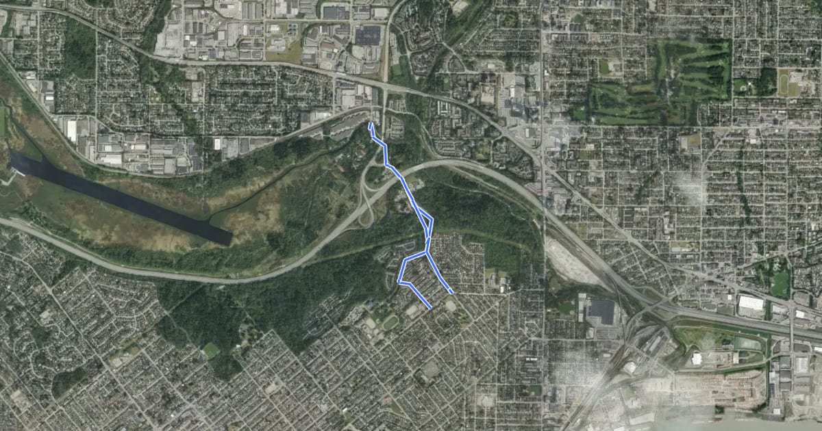 Маршрут Cariboo Bikeway на спутниковом снимке