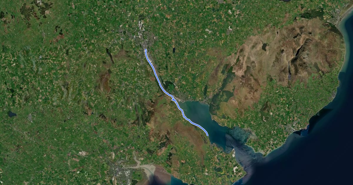 Маршрут Carlingford Lough Greenway на спутниковом снимке