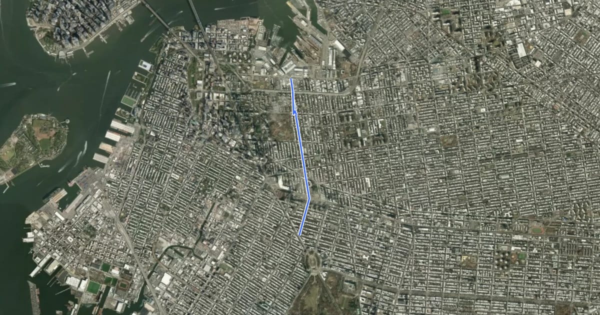 Маршрут Carlton Avenue на спутниковом снимке