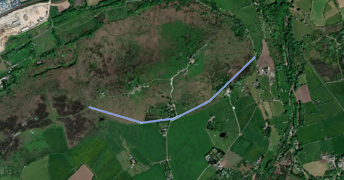 Маршрут Carn Brea BR 18 на спутниковом снимке