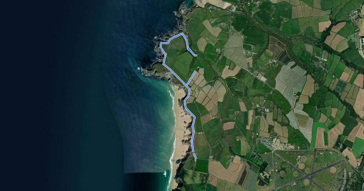 Маршрут Carnewas at Bedruthan coast walk, North Cornwall на спутниковом снимке
