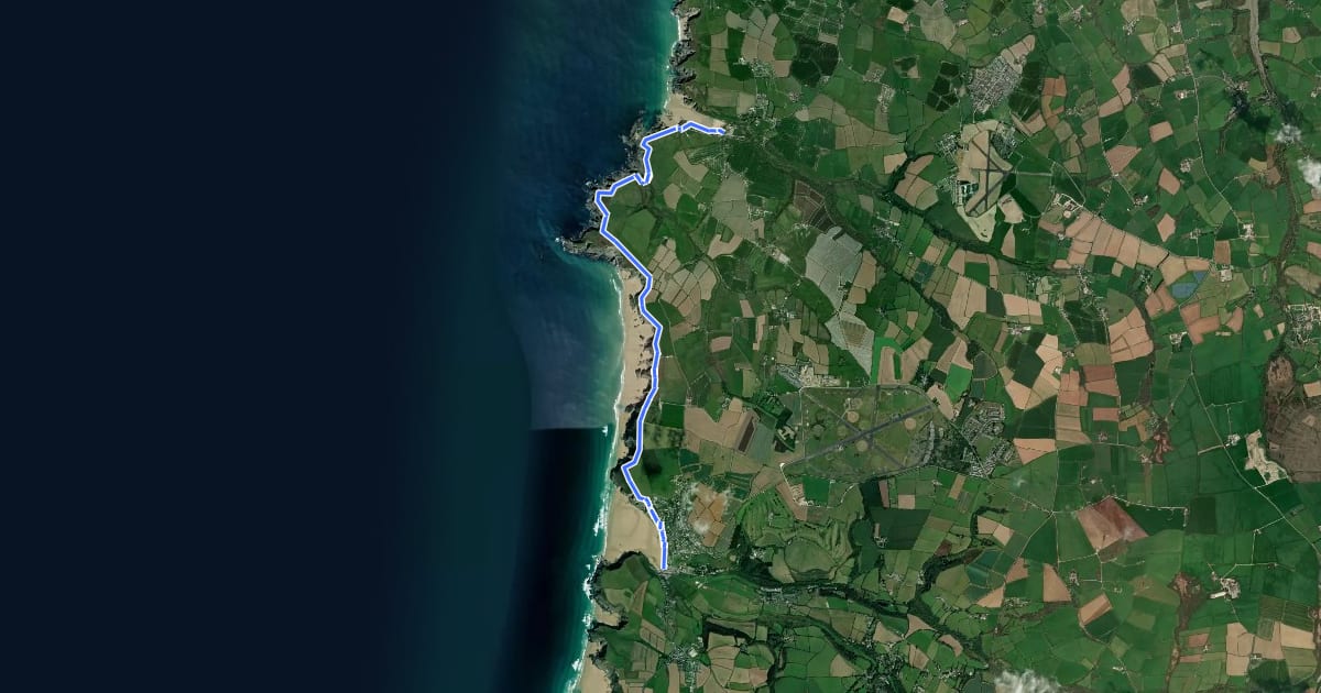 Маршрут Carnewas bus route walking trail, North Cornwall на спутниковом снимке