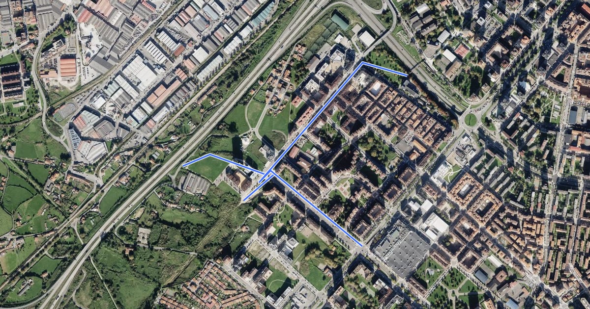 Маршрут Carril bici del Nuevu Xixon на спутниковом снимке