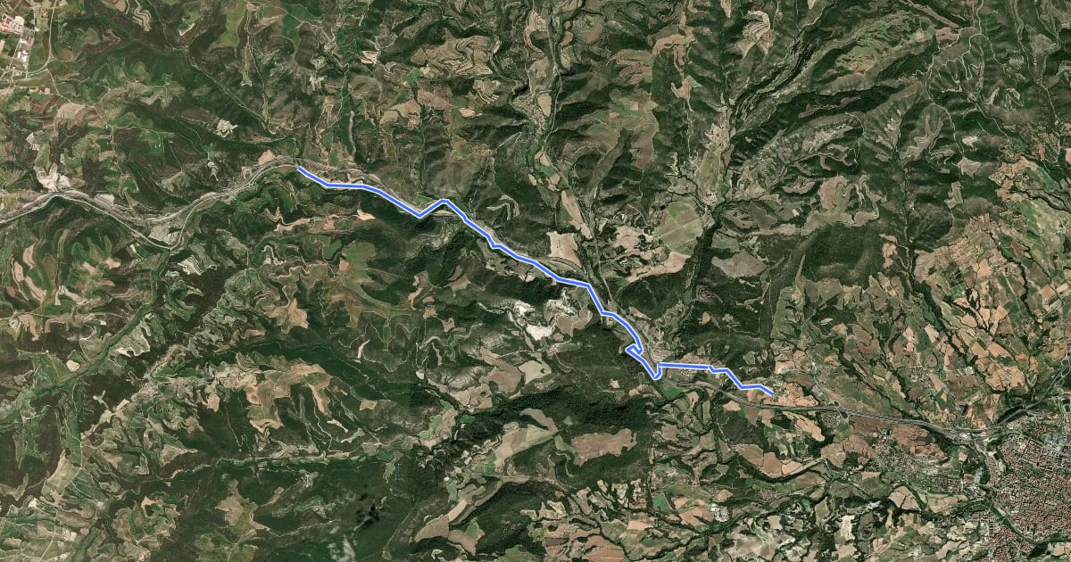 Маршрут Carril bici N-II (Sant Genís - Santa Maria del Camí) на спутниковом снимке