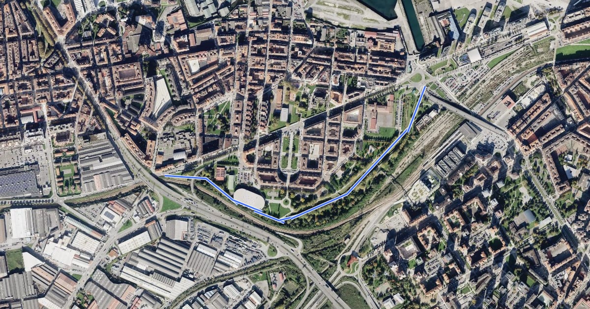 Маршрут Carril bici Parque Moreda на спутниковом снимке