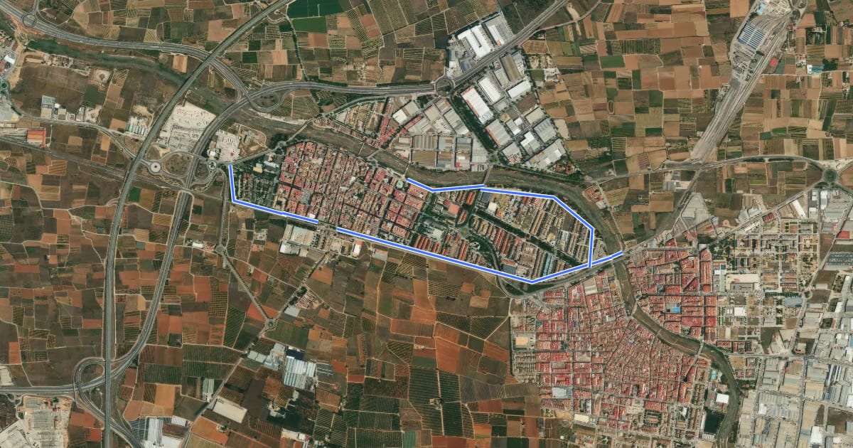 Маршрут Carril Bici Ronda Picanya на спутниковом снимке