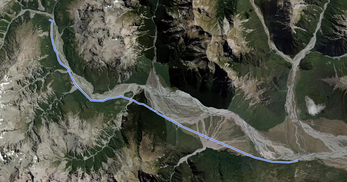 Маршрут Carrington Hut Route на спутниковом снимке