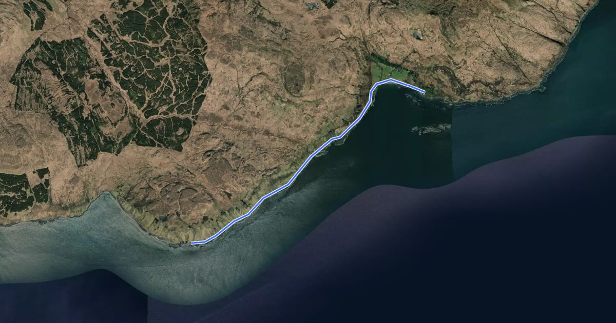 Маршрут Carsaig Arches Trail на спутниковом снимке