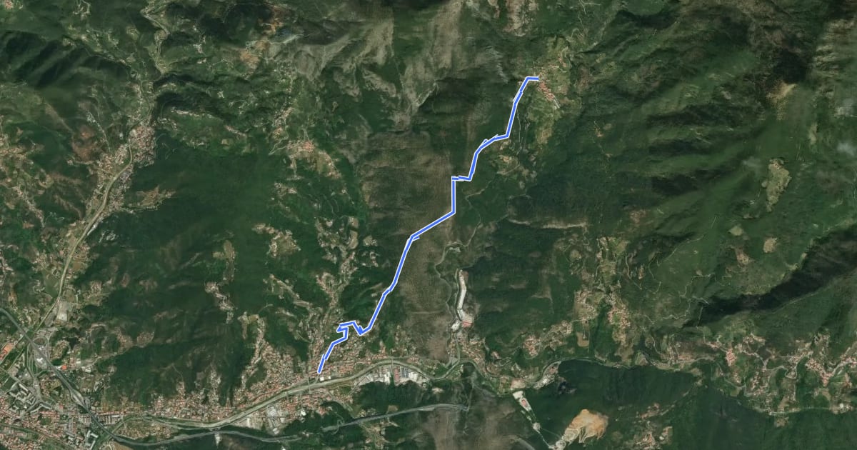 Маршрут Casarza Ligure - Bargone - Passo del Bocco di Bargone на спутниковом снимке