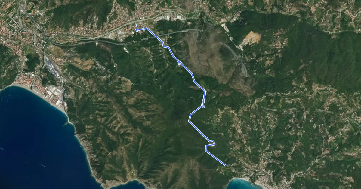 Маршрут Casarza Ligure - Colle di Casa Venino на спутниковом снимке