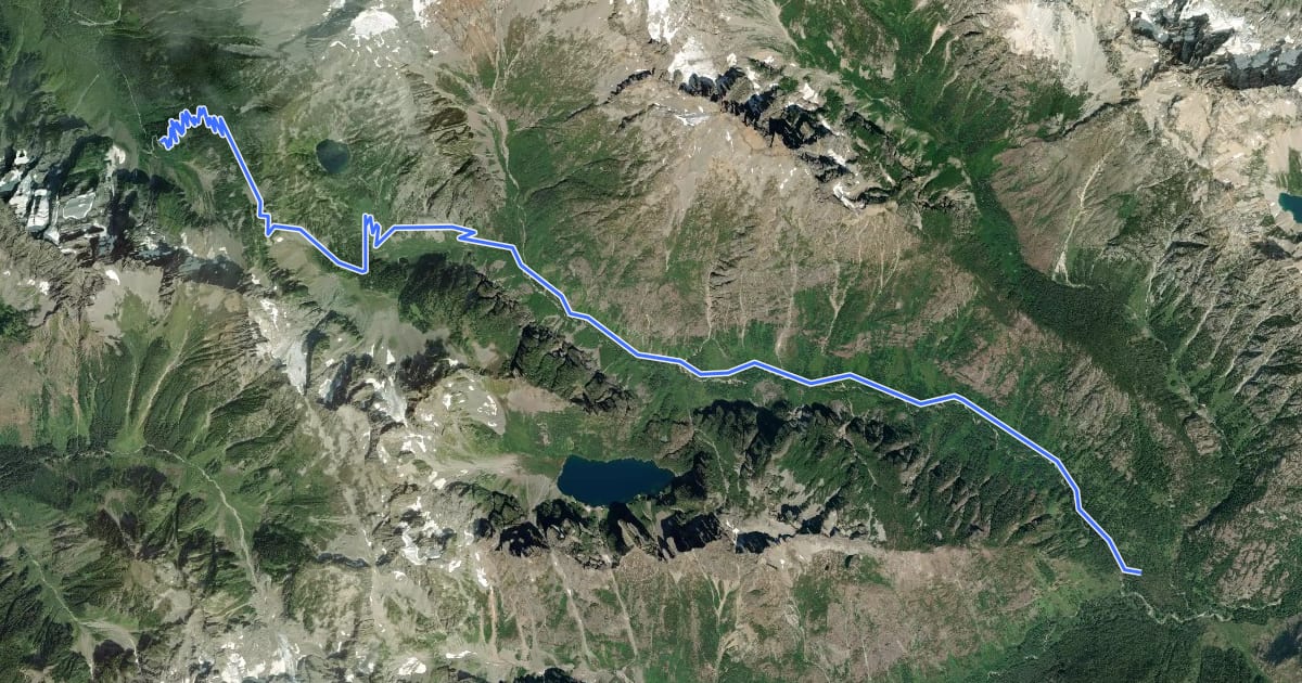 Маршрут Cascade Pass Trail на спутниковом снимке
