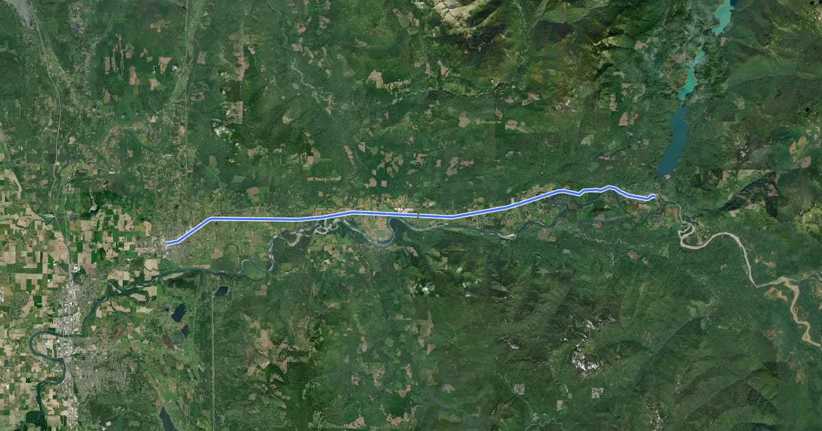 Маршрут Cascade Trail на спутниковом снимке